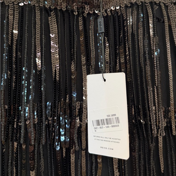 REISS‎ Josephine Sequin Fringe Dress In Black - Picture 5 of 6